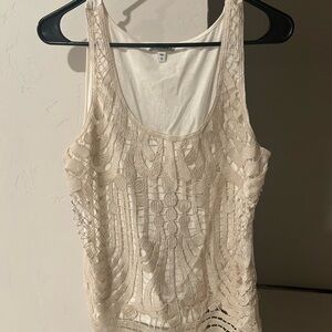 Cream Lace Sleeveless Top